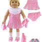 Pink Cheerleader Uniform with Shoes and Accessories 6PCS Outfit for 18-Inch Dolls | enhanced Quality & Trendy Design | Dolls Clothes | Outfit Fashions for Dolls for Popular Brands