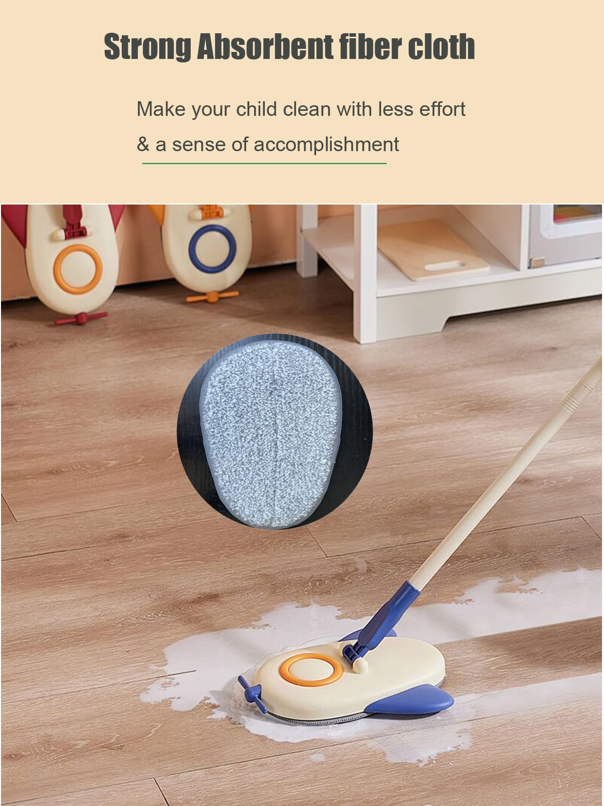 Mini Mop Kids Mop Housework Pretend Play Gift For Boy Girls (Blue)