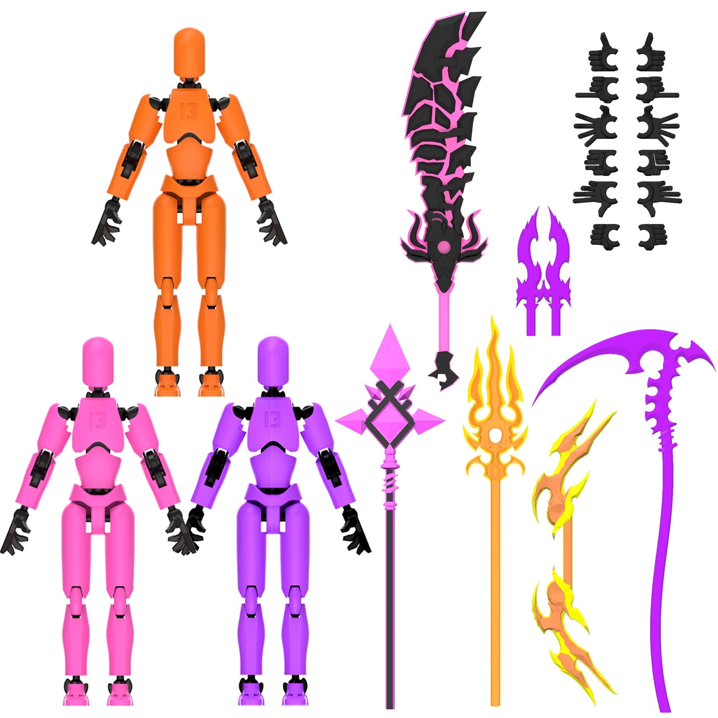 Glowing Titan 13 Action Figure Set Already Assembled  T13 Action Figures with  Accessories 3D Printed T 13 Lucky Robo Dummy Nova 13 Action Figures  Figura de acci?n t13 (3-Colors-B)