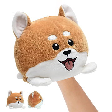 Double-Sided Flip Plush Toy,Reversible Stuffed Animal Mood Plush Flip Show Your Mood At All Times (Dog)