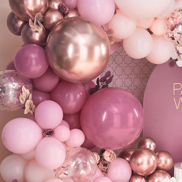 PartyWoo Balloon Arch Kit - 140 pcs Pink Garland, 18" Rubber Balloons, Dusty Rose, Rose Gold, Ideal for Birthday, Bridal Shower, Wedding