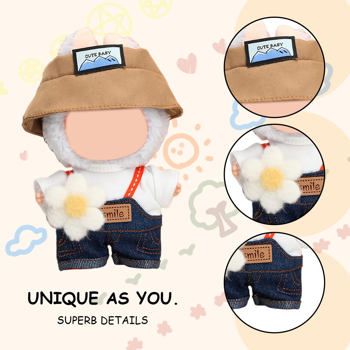 17cm Doll Clothes Set  enhanced Jeans & Knitted Sweater Outfit for 17cm 15cm Dolls  Cute Dress Up Fashion  No Doll Included (Spring  17cm/15cm)