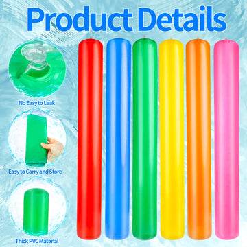 Kimober 6Pcs Inflatable Pool Sticks,Colorful 41.3 Inch Giant Blow Up Pool Swimming Noodles Water Float For Swimming Pool Beaches Lake Party Decor