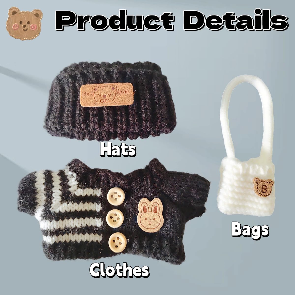 Cgq Labubu Fashion Ensemble,Clothes For Labubu ,3 Piece Sets Black Fashion Accessoriesfor Labubu Dolls Clothes.