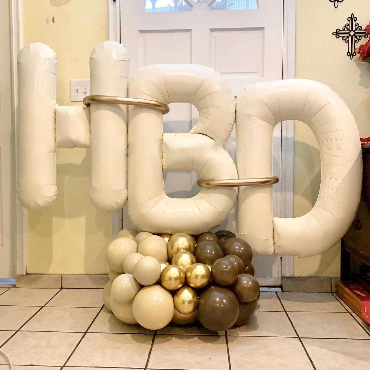 Wpensky Cream 40 Inch D Letter Balloons, Foil Helium Mylar Alphabet for Birthday & Wedding Decorations