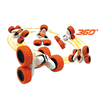 Lexibook- Crosslander Luminous Terrain Car, Wrist Remote, Rechargeable, Electronic Action Kit, White / Orange, Color