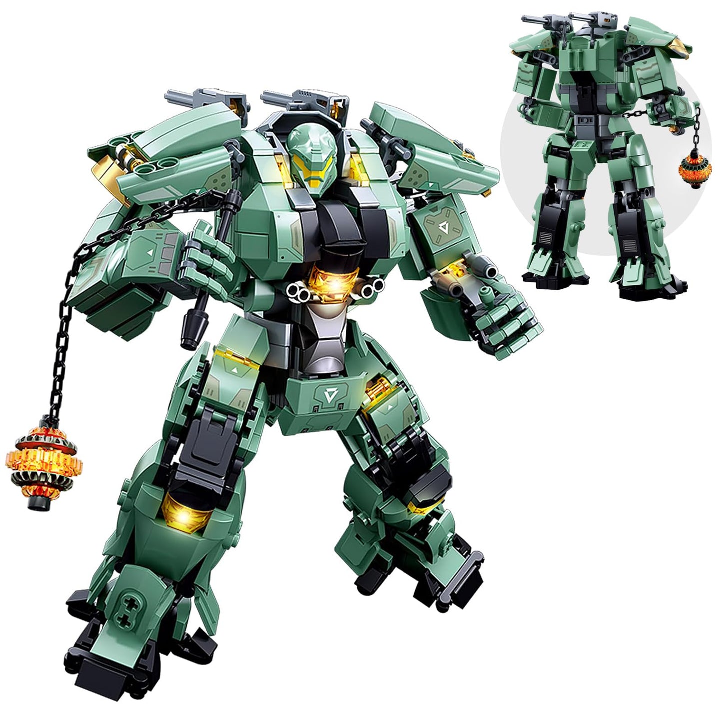 HIGH GODO Mech Robot Building Blocks Set, 542 Pieces, Plastic, Green, Model YC656014, Action Toy for Kids and Adults