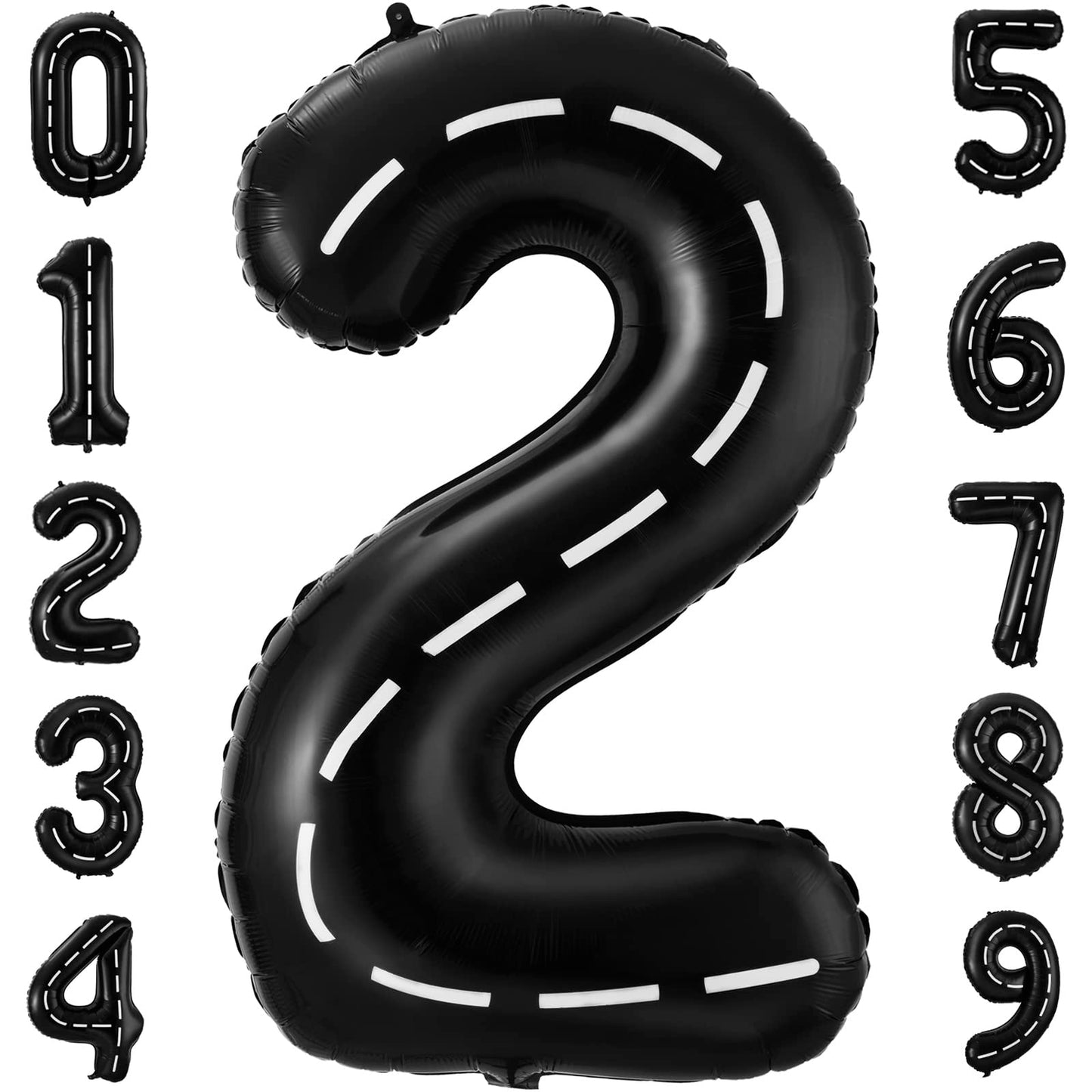 Race Car Number 2 Balloons,40 Inch Racing Car 2 Birthday Balloons Two Fast Balloon Race Track Black 2 Balloon Number For Cars Theme Birthday Party