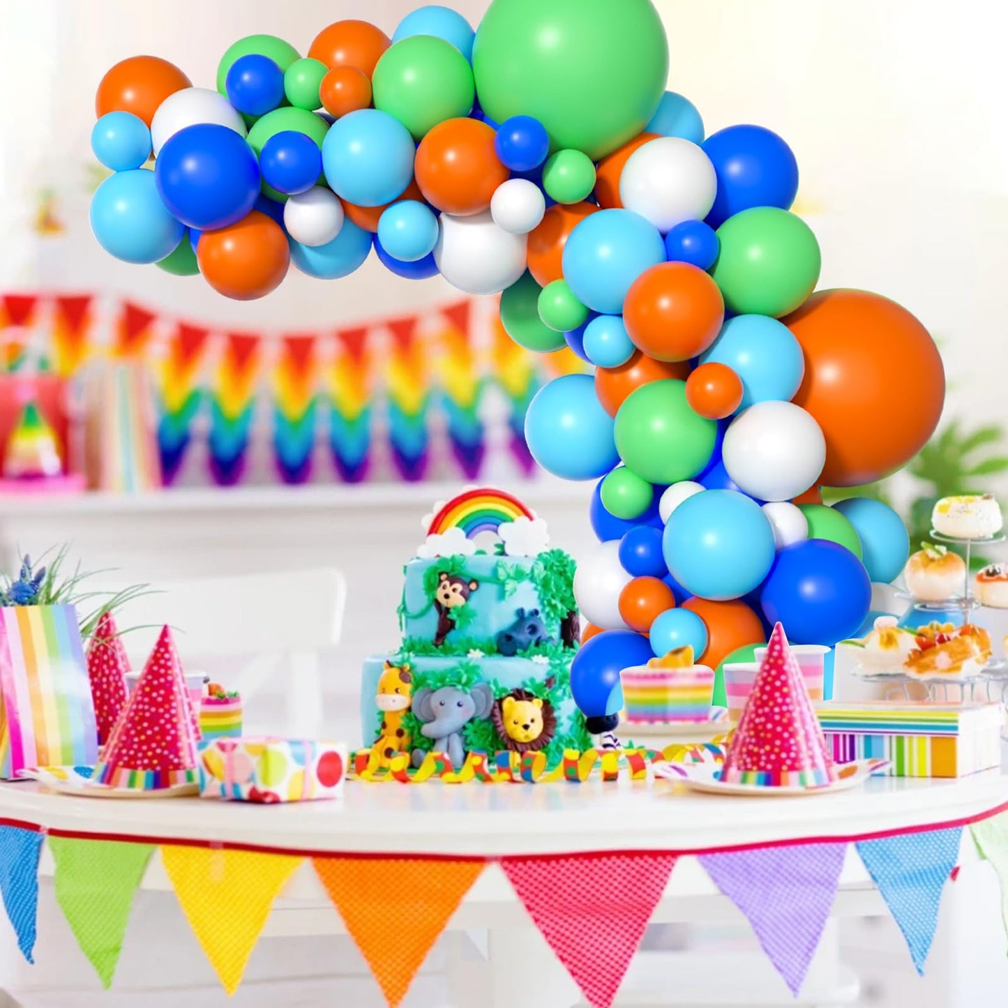Wpensky Blue Green Orange Dinosaur Balloon Arch, 121 Pcs, Boys Birthday, Baby Shower Decorations