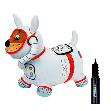 Waddle Bouncy Hopper Inflatable Animal Hopping Plush, Indoor And Outdoor Toy For Toddlers And Kids, Pump Included, Boys And Girls Ages 2 Years And Up (Space Dog)