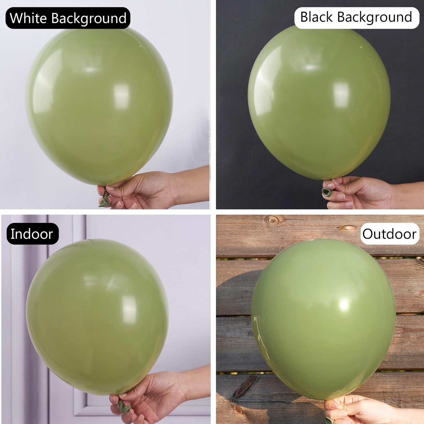 PartyWoo Sage Green Balloons, 85 pcs Rubber Pack - 5" to 18" Matte Green Balloons for Garland or Arch Decorations