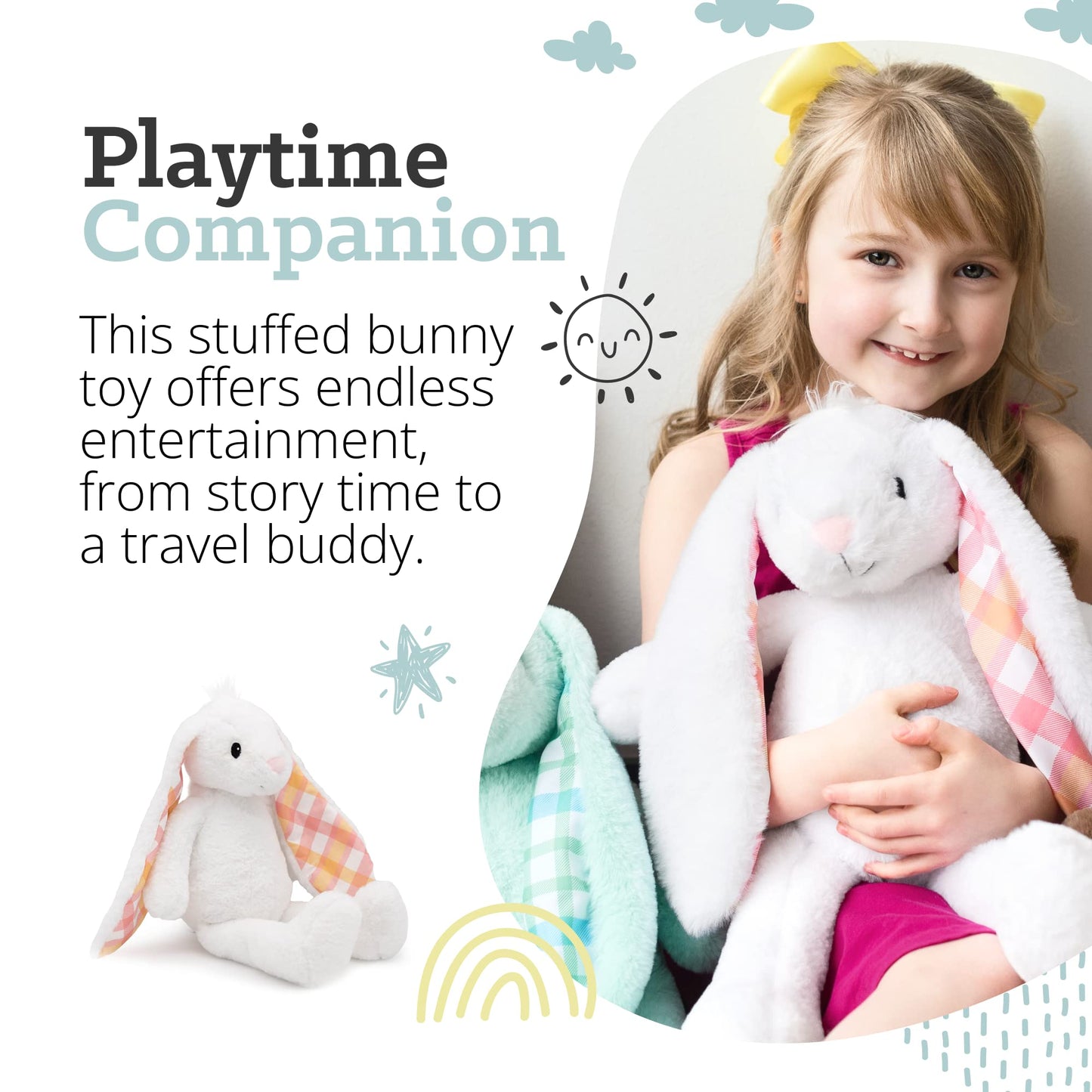 Plushible Easter Bunny Stuffed Animal, 18'' (Snow White) - Plush, Soft Embroidered Stuffed Bunny Toy For Kids, Newborns, Boys &