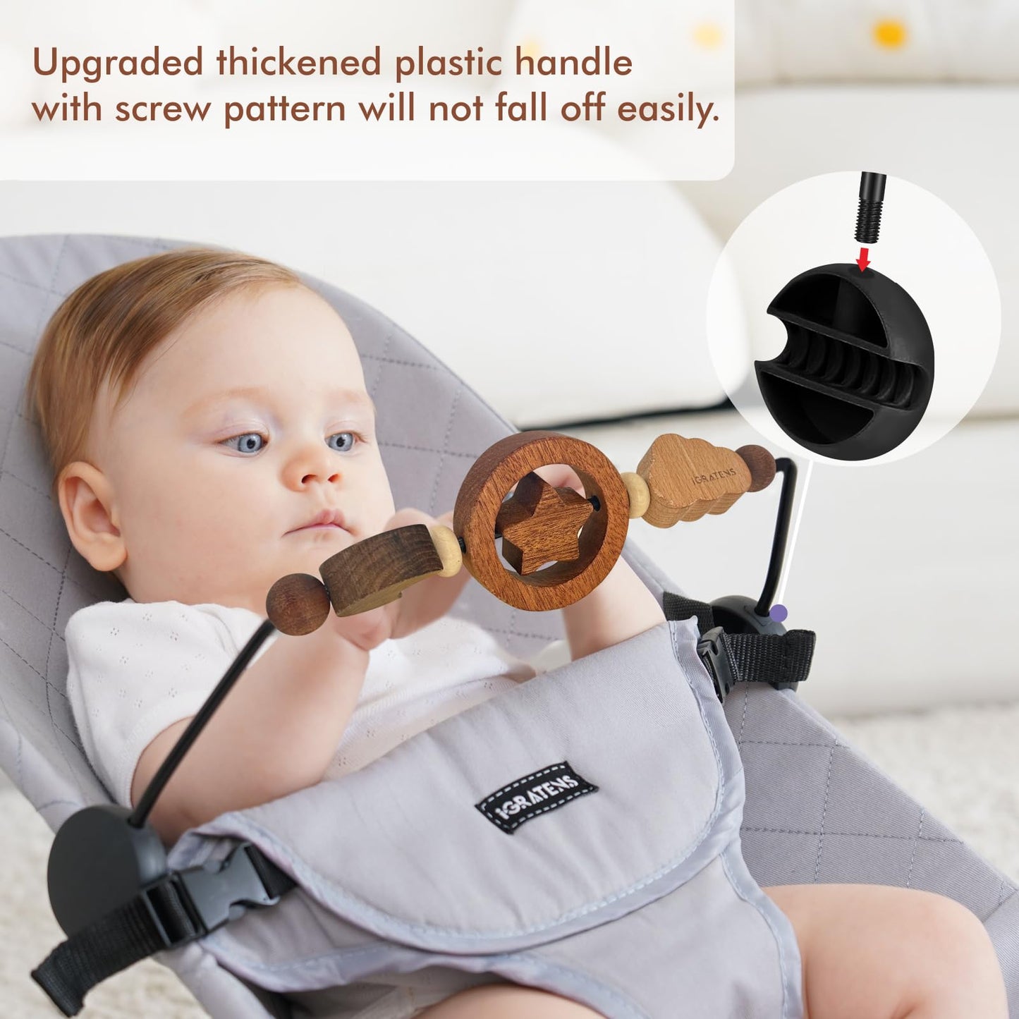 Igratens Baby Bjorn Bouncer Toy Bar, Attachment For Bouncer Balance Soft & Bliss, Baby Sensory Toy, Rotatable, Easy To Attach An