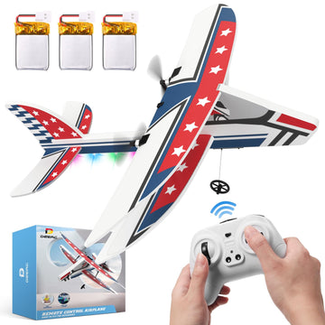 Deerc Rc Plane, 2.4Ghz Remote Control Airplane W/ 3 Batteries & 6-Axis Gyro Stabilizer, 2Ch Rtf Rc Glider Toy For Beginners Kids