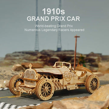 ROBOTIME Model Car Kits - Wooden 3D Puzzles - Model Cars to Build for mature-themeds 1:16 Scale Model Grand Prix Car
