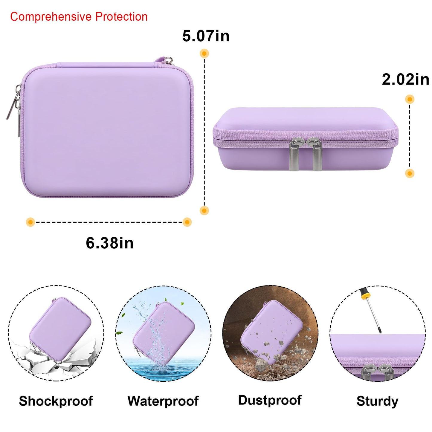 Elonbo Carrying Case for RG40XXV/RG405V, Purple Faux Leather Gaming Travel Bag, Model Y05ZZ, Mesh Pocket for Cables