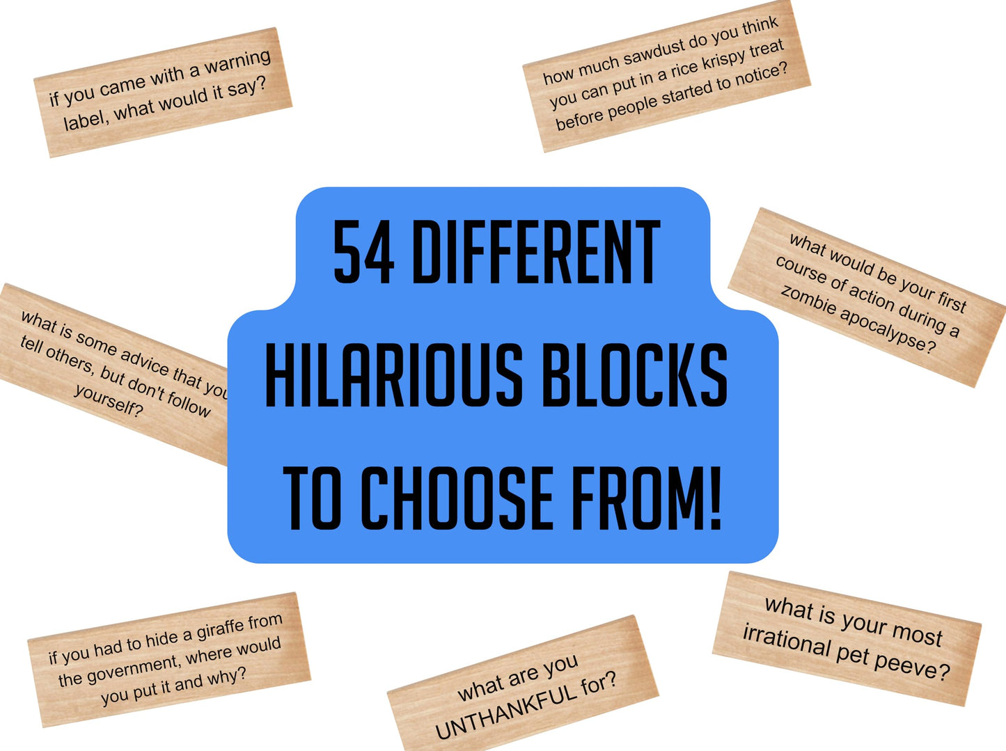 NORTH AMERICAN WEEKEND Tumbling Tower Game - 54 Icebreaker Questions - Fun for Family, Friends & Team-Building - Multicolor Wood