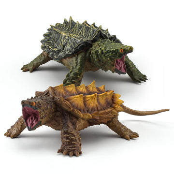 Wonwontoys Snapping Turtle Model 2Pcs Turtle Figure Wild Life Realistic Tortoise Figures Toy Table Decorations