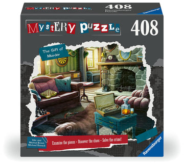 Ravensburger 408 Piece Mystery Puzzle - The Gift of Murder, Handcrafted Cardboard, Multicolor, Model 12001206, Made in Germany