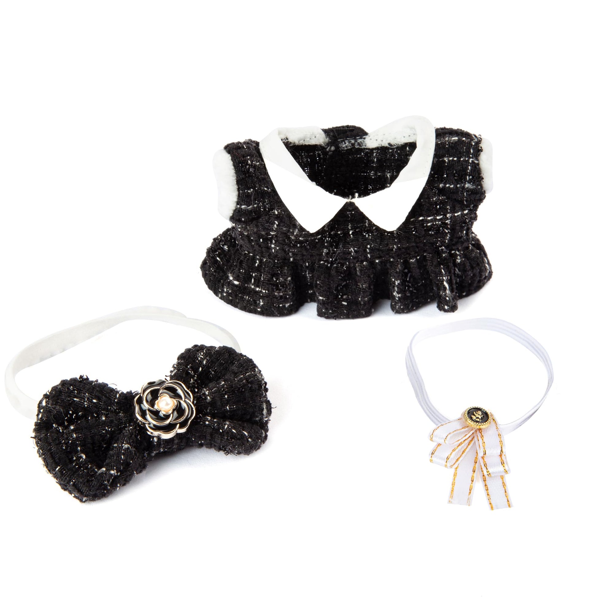 enhanced Doll Clothes - elegant Chic Style Set for 17cm Dolls  Doll Outfit for Display  Collectors  Gift - Cute Miniature Fashion Accessories - Black Camellia (No Doll)