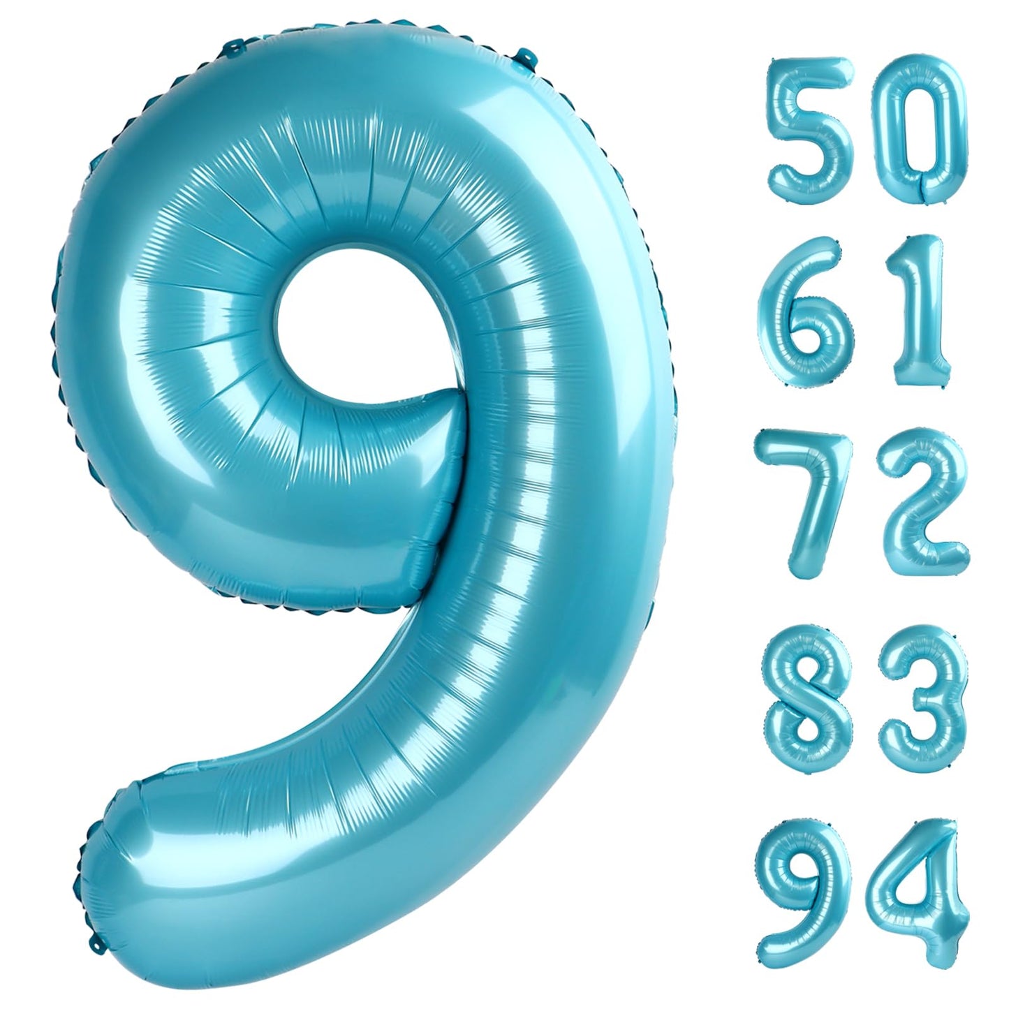 Pearlescent Blue 9 Balloon, Number Balloons 40 Inch, 9Th Giant Birthday Decorations For Boys Girls,19Th 29Th Party Decorations S