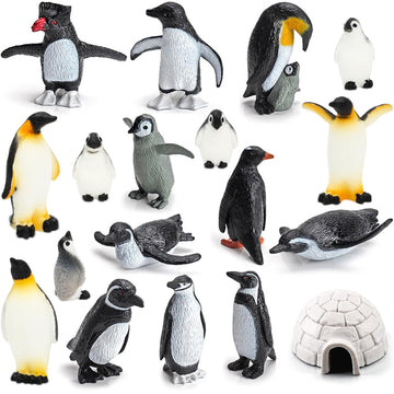 Onest 18 Pieces Mini Penguin Figurines Toy Set Realistic Arctic Animals Toys Penguins Cake Toppers Polar Small Penguin Figures For Kids Birthday Gift