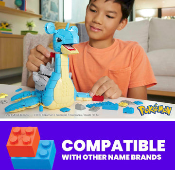 Mega Pokémon Building Toys Set Lapras With 527 Pieces, Articulated And Poseable With Motion, 6 Inches Tall, For Kids