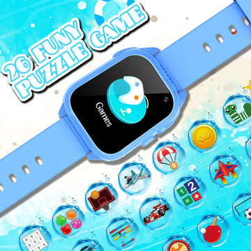 Waterproof Smart Watch For Kids 3-12 Years Boys Girls Learning Toys With 26 Puzzle Games Pedometer Camera Video Recording Music