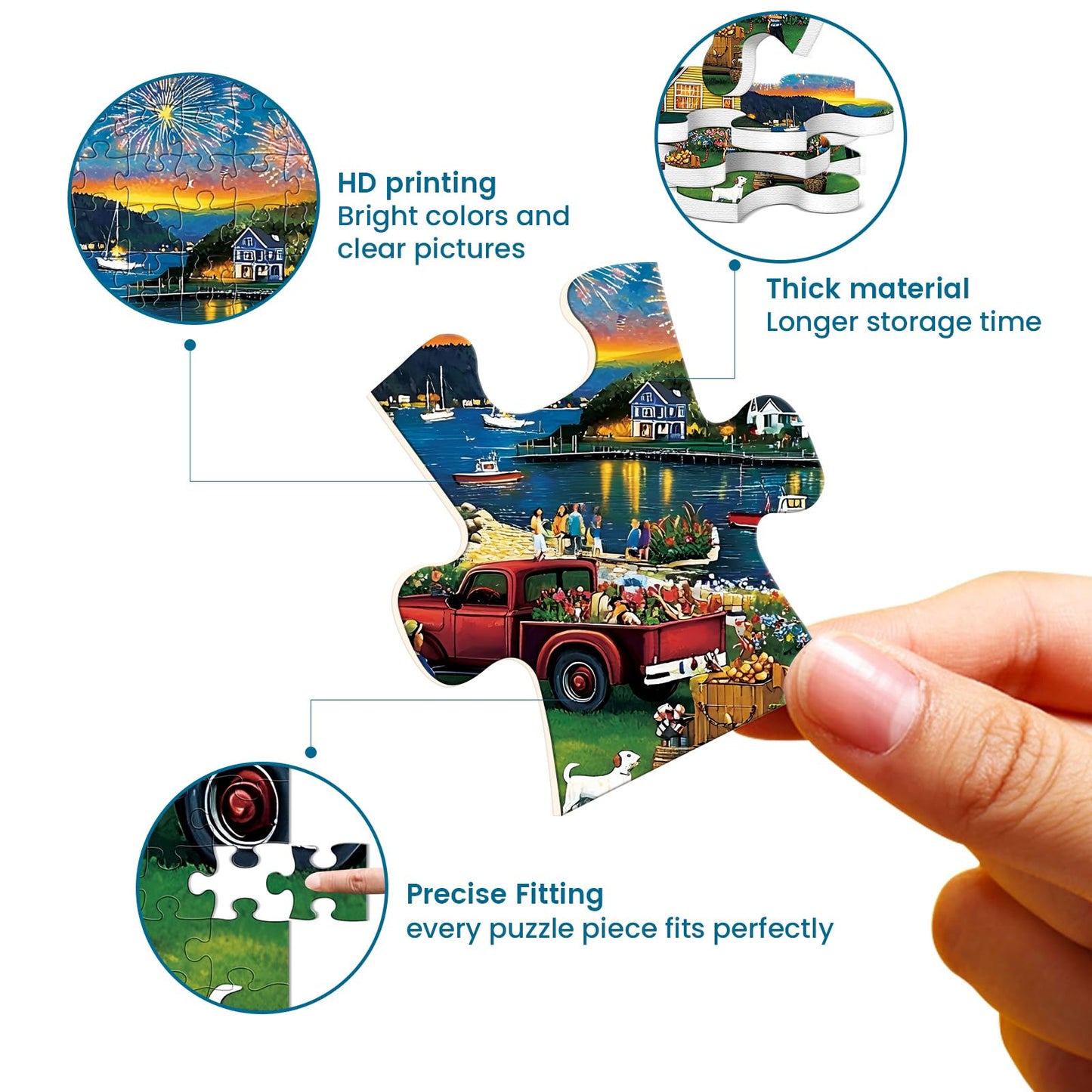 300 Piece Puzzle for mature-themeds Fun Summer Party Puzzle for mature-themeds Kids Elderly Large Piece  Puzzles for Kids Age 8-10 10-12 Challenging Fun Landscape Art Puzzle Family Game Great Gift 20.5x15in