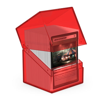 Ultimate Guard Boulder 100+ Clear, Deck Case For 100 Double-Sleeved Tcg Cards, Ruby, Secure & Durable Storage For Trading Card G