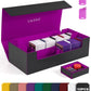 UAONO Trading Card Storage Box for MTG  Fits 7 Pcs Small Commander Deck Box  Large Card Deck Case with Dice Box for TCG PTCG Magic Sports Cards Game Playmat (Black  Purple)