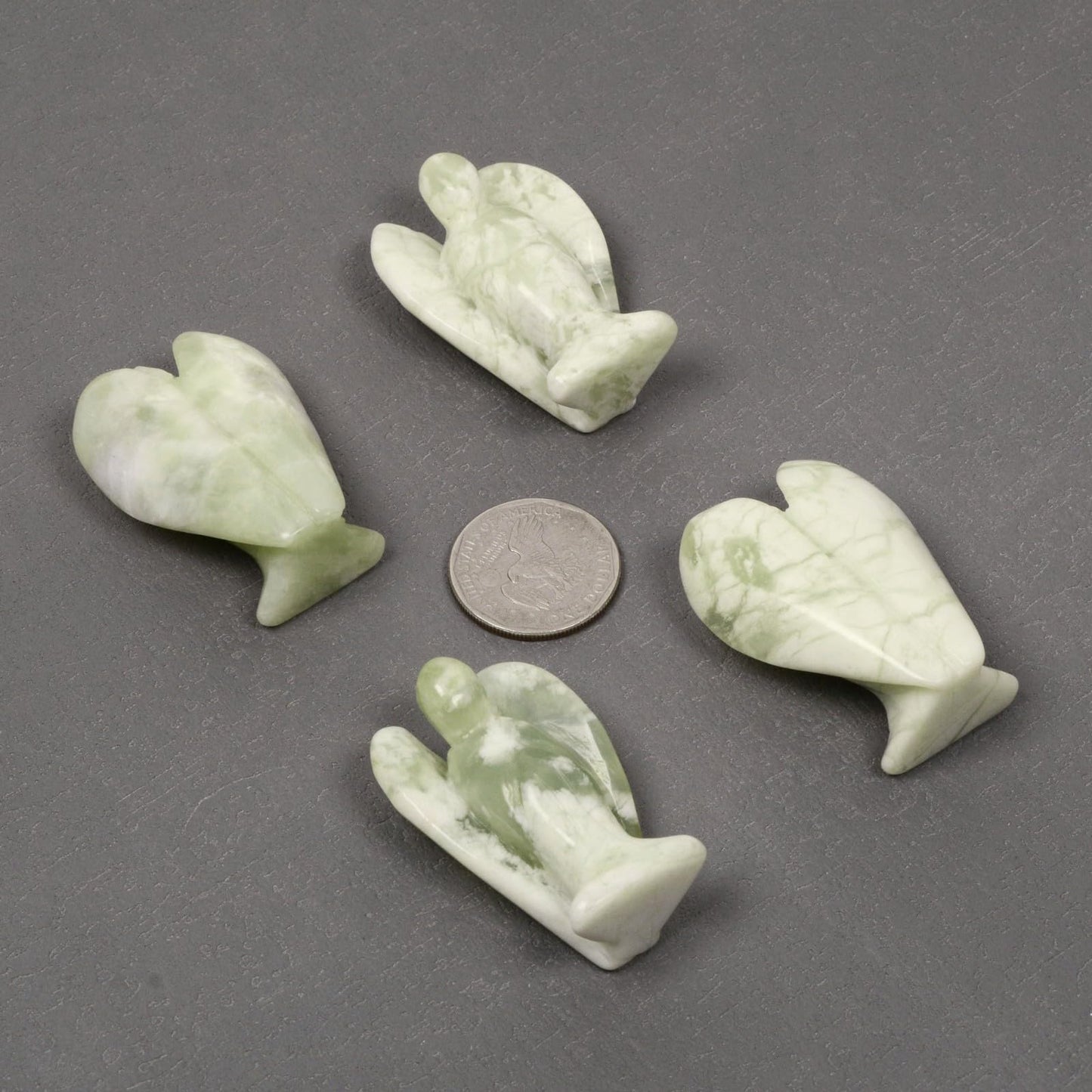 Justinstones Carved Xinshan Nephrite Gemstone Peace Angel Pocket Guardian Angelhealing Statue 2 Inch