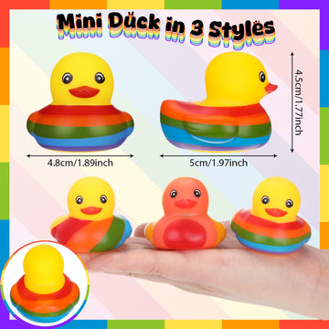 Sotiff 100 Pcs Pride Ducks Mini Rainbow Rubber Duck LGBT History Month Rainbow Duckies Bulk LGBTQ Party Decoration Bathtub Striped Ducky for Colorful Birthday Party Supplies Wedding Favor Gift
