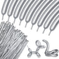 100Pcs 260 Balloons Metallic Silver Long Balloons For Balloon Animals, Silver Skinny Latex Twisting Balloon For Animals Modeling