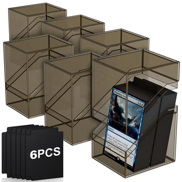 Mlikero Card Deck Cases, 6 Pack Acrylic Card Box For Trading Cards, Sturdy Card Storage Boxes Holding 100+ Sleeved Cards With 6 Dividers, Black Card Storage Boxes Fit For Mtg, Sports Cards