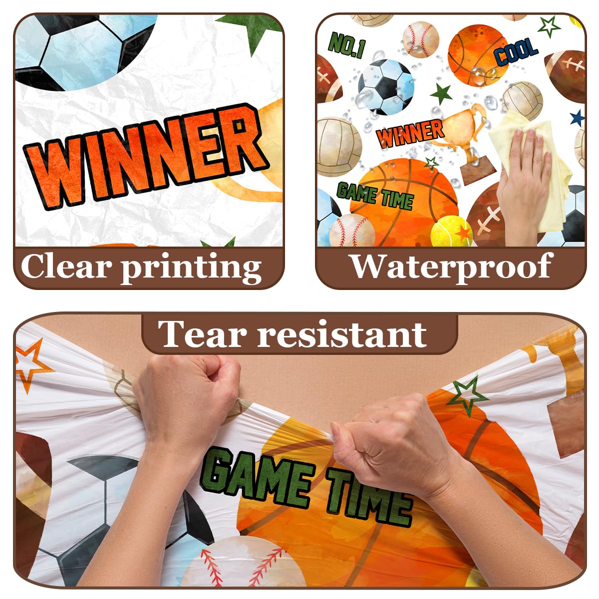 Pymurod Sports Birthday Party Decorations-3Pcs Sports Table Cloths Soccer Basketball Table Cover Baseball Football Tablecloth Fo