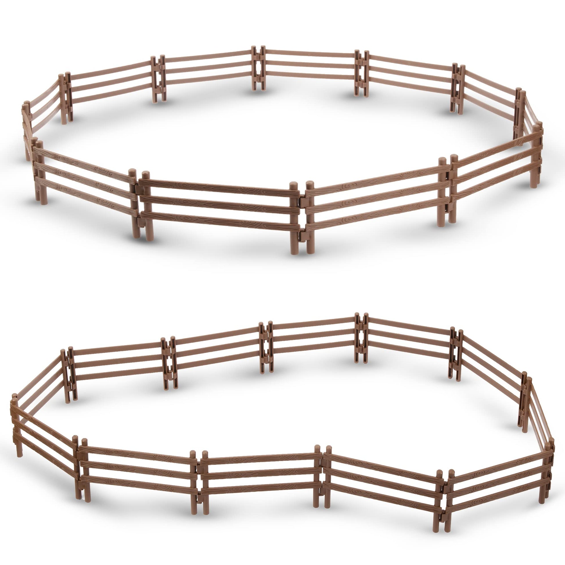Toymany 24Pcs Plastic Corral Fencing Playset Accessories For Farm Animals Figurines, Cake Toppers - Educational Gift For Kids And Toddlers