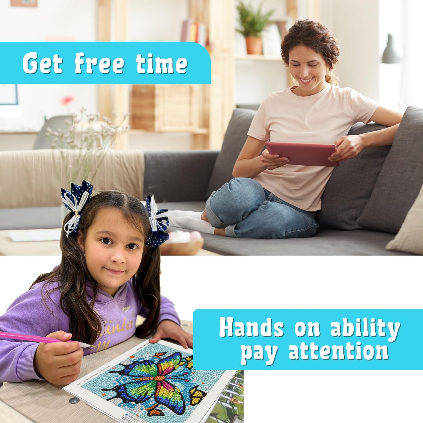 Libfx Diamond Art Kits For Kids 4 Pcs Diamond Art For Kids Girls Boys Beginners Arts And Crafts For Kids Ages 8-12 (Cat Butterfl