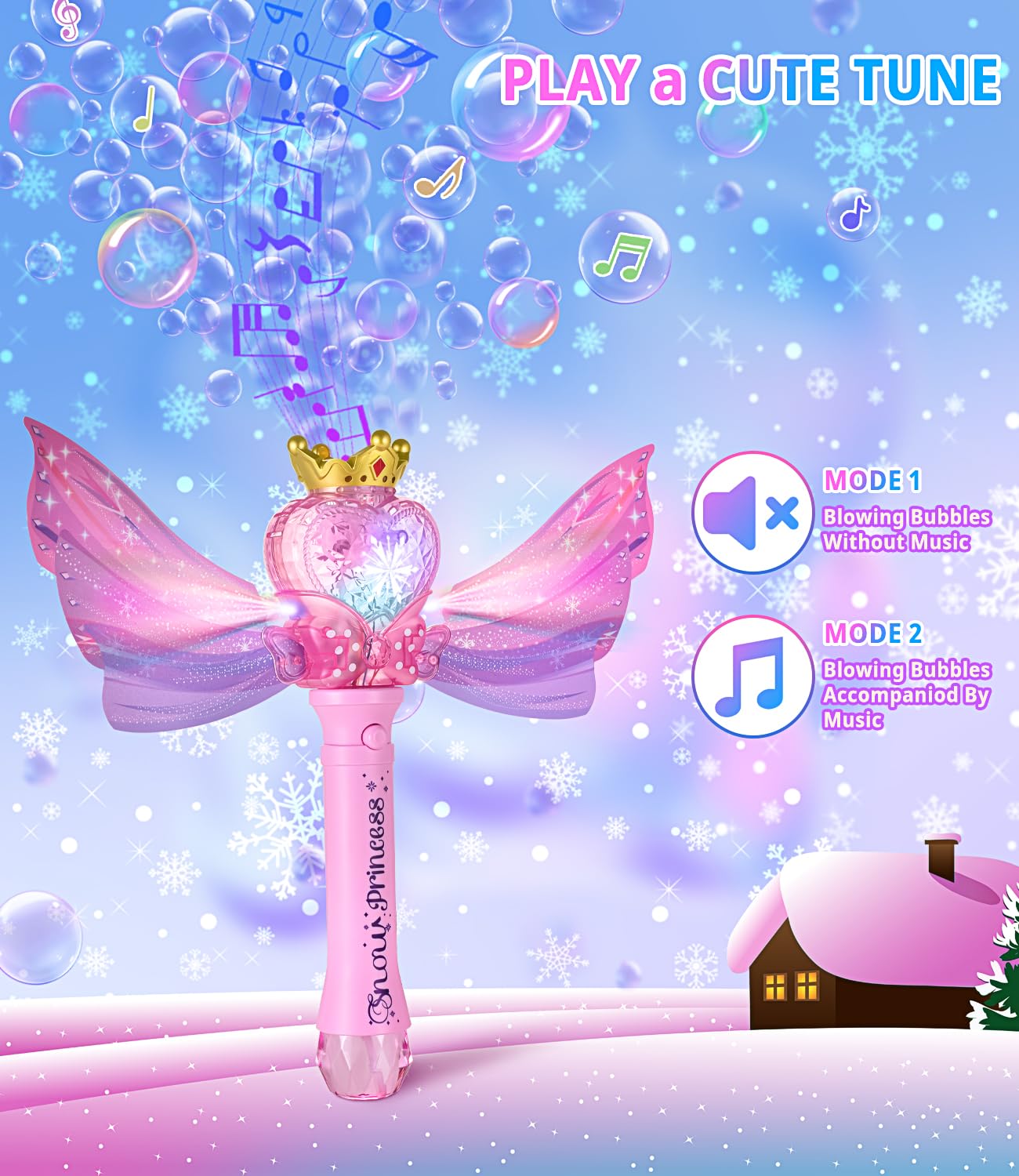 Bubble Wand For Kids Girls - Upgraded Colorful Lights Projection And Music Bubbles Toys Machine Birthday Christmas Party Gift Fo