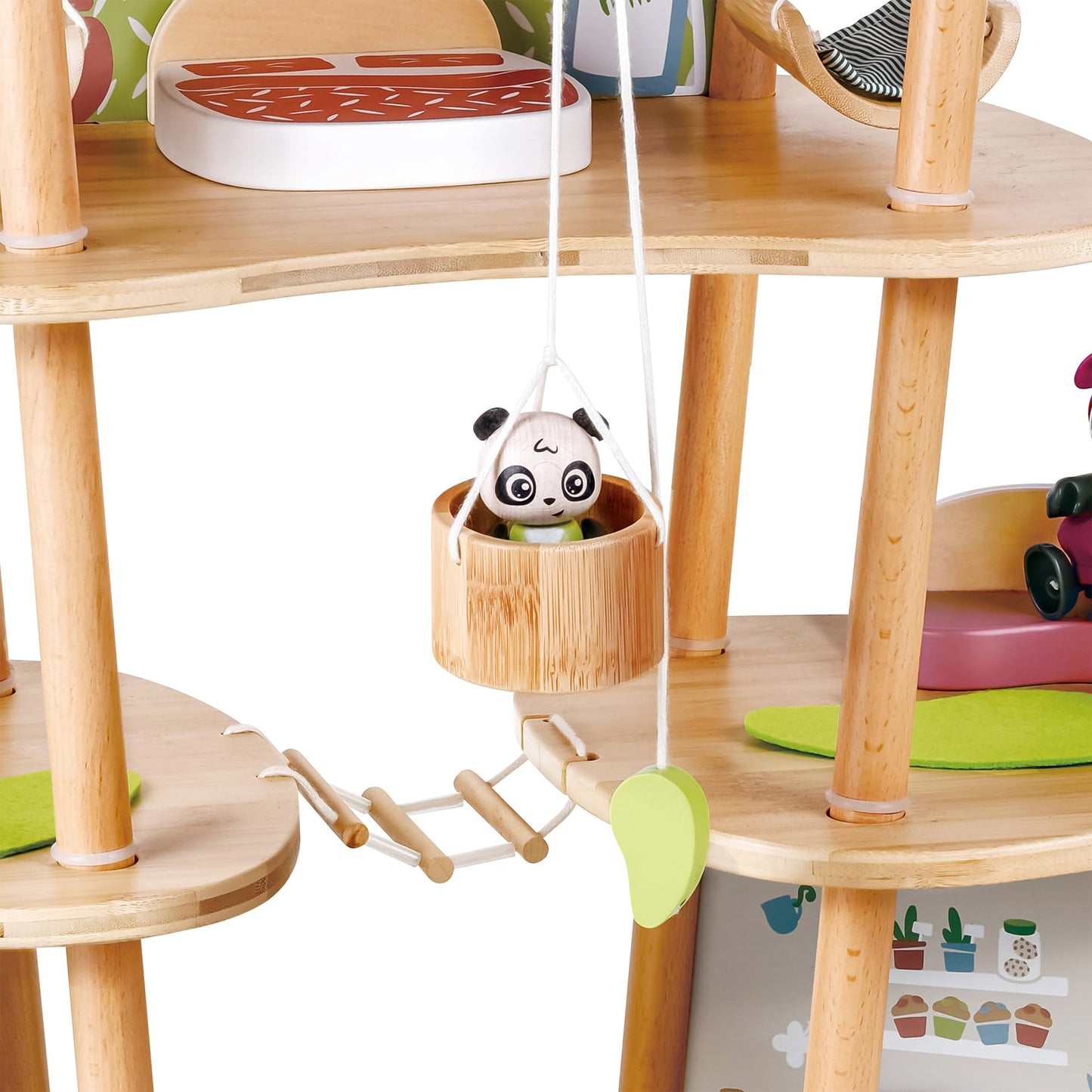Hape Pandas Bamboo House, Green Planet Explorers | Educational Toy Doll House with Furniture, for Children Ages 3+ Years