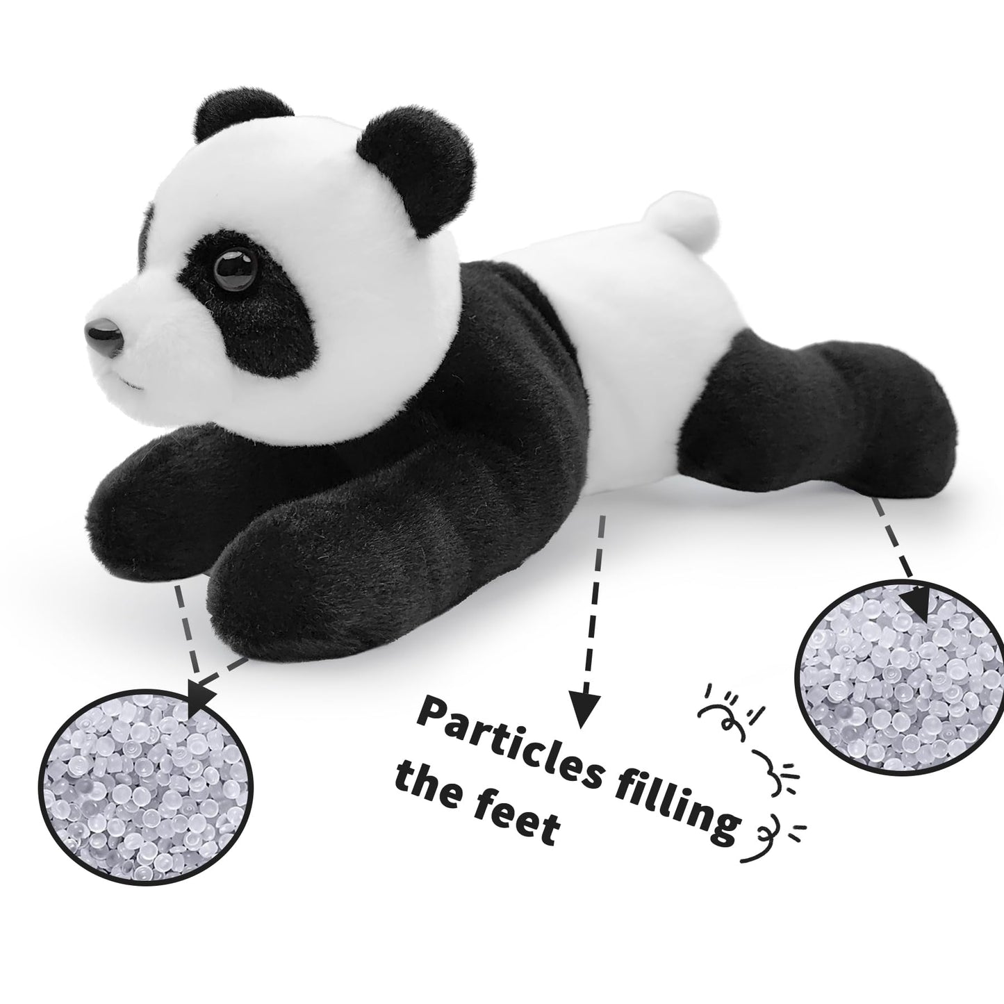 Hideekoog Stuffed Animal for Kids 12 inch Realistic Animal Plush Toy Lying Down Posture Animals Plush for Boys Girls mature-themed Birthday Hug Teaching(L-Panda)