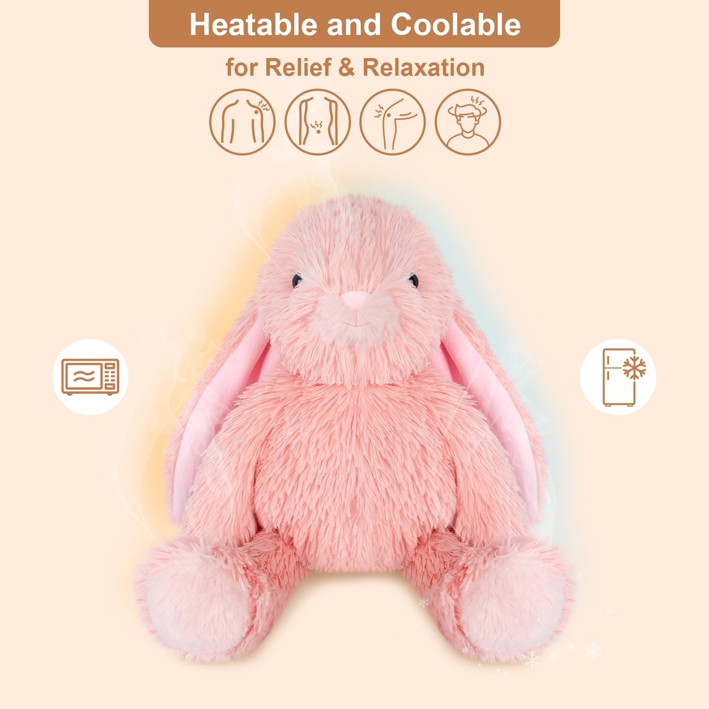 SuzziPals Heatable & Coolable Pink Bunny Plush, Lavender Stuffed Animal, Model PALS-26-P, Ideal for Soothing & Relaxation