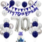 70Th Birthday Decorations For Men, Navy Blue Silver 70Th Birthday Balloons With Blue Happy 70Th Birthday Banner 70 Birthday Cake