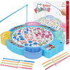 Pakoo Magnetic Fishing Game - Rotating Board Game with Music, 45 Fishes & 8 Poles, Colorful Fun for Kids Ages 3-7