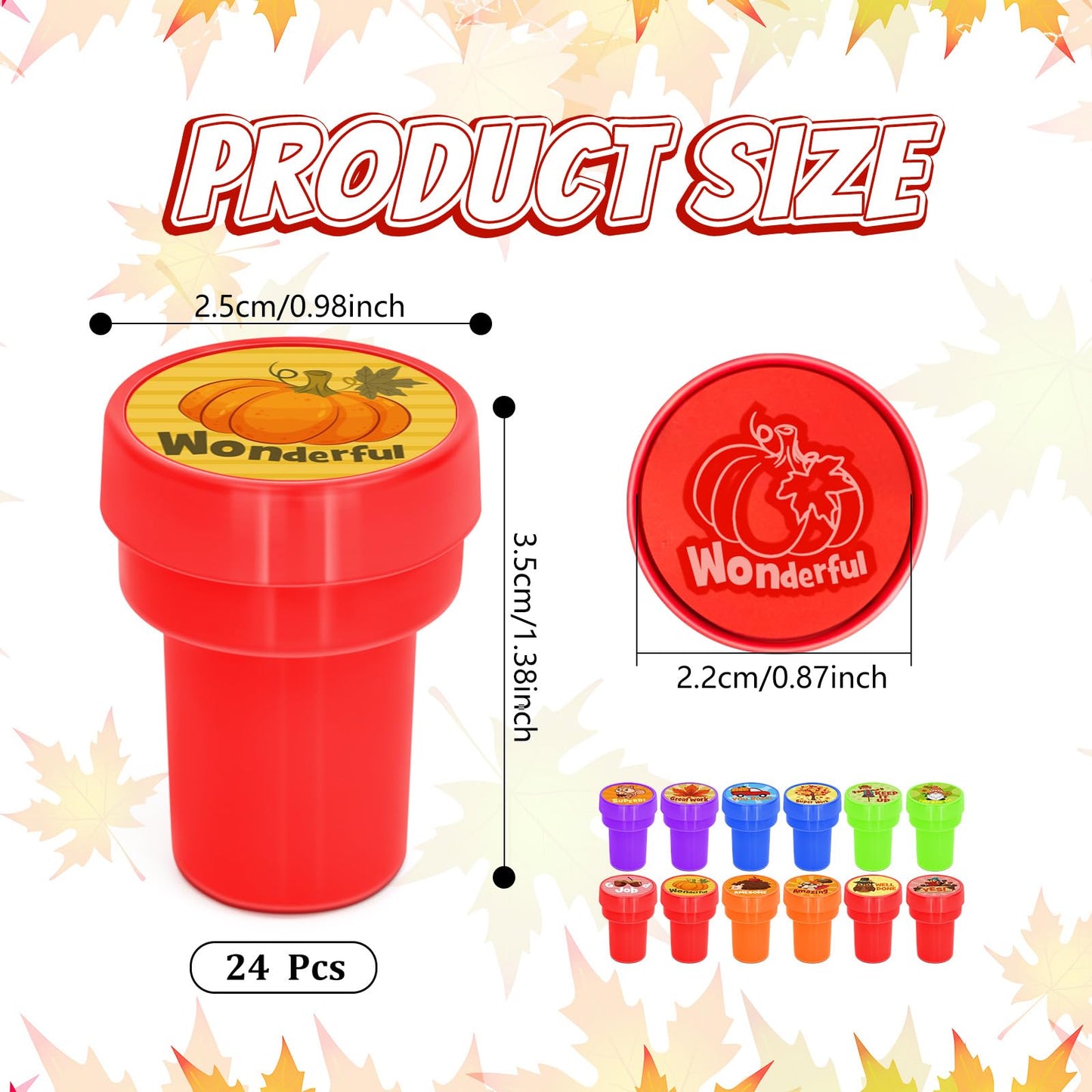 Cinrobiye 24 Pcs Fall Party Stampers for Kids, Autumn Thanksgiving Party Supplies Favors, Classroom Rewards, Carnival Prizes, Go