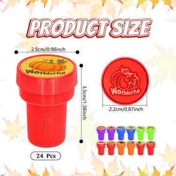 Cinrobiye 24 Pcs Fall Party Stampers for Kids, Autumn Thanksgiving Party Supplies Favors, Classroom Rewards, Carnival Prizes, Go