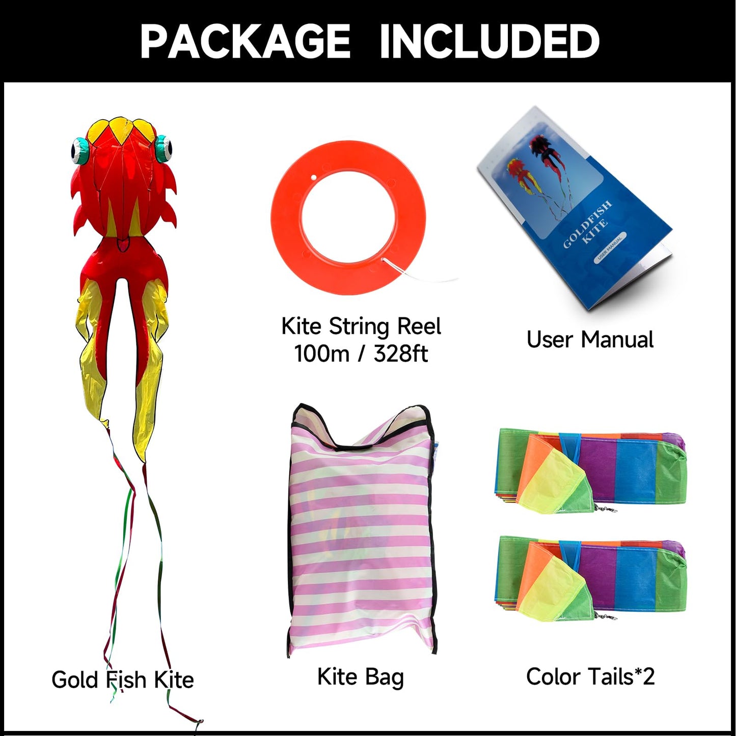 43Ft Large Kites For Adults,3D Goldfish Frameless Soft Umbrella Giant Flying Kites,Easy To Fly With 330Ft Kite String In Beach A