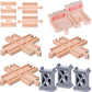 Ioffersuper 12 pcs Wooden Train Track Set, Male-Male Female-Female Bump Track,Bridge Pier Track(Random Color),Cross Track and St