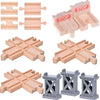 Ioffersuper 12 pcs Wooden Train Track Set, Male-Male Female-Female Bump Track,Bridge Pier Track(Random Color),Cross Track and St