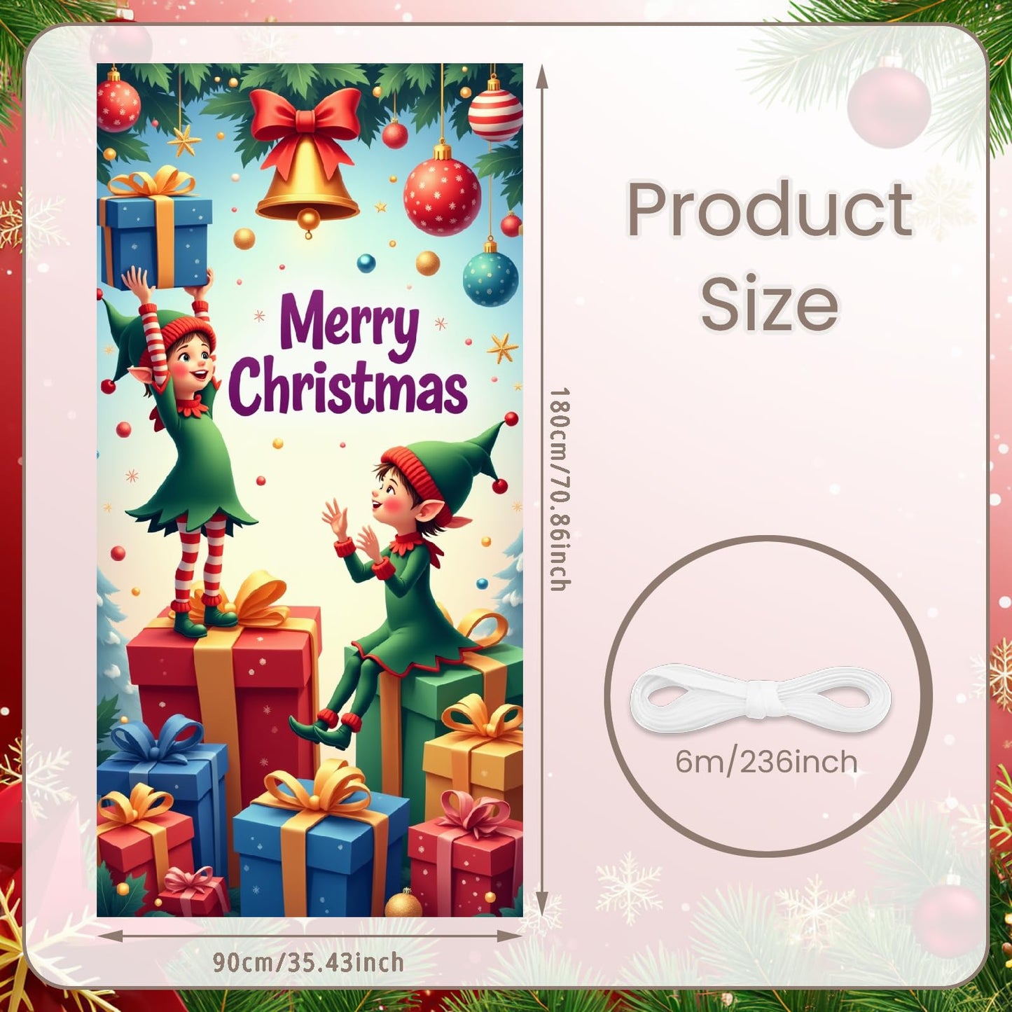 Christmas Elves Door Cover Funny Elf Christmas Hanging Banner Backdrop Photo Background Large Elf Xmas Fairy Door Decorations Gi